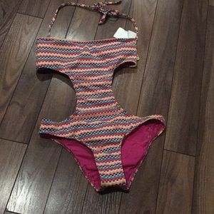 ROXY SWIM Bandeau Cut-Out One Piece Juniors